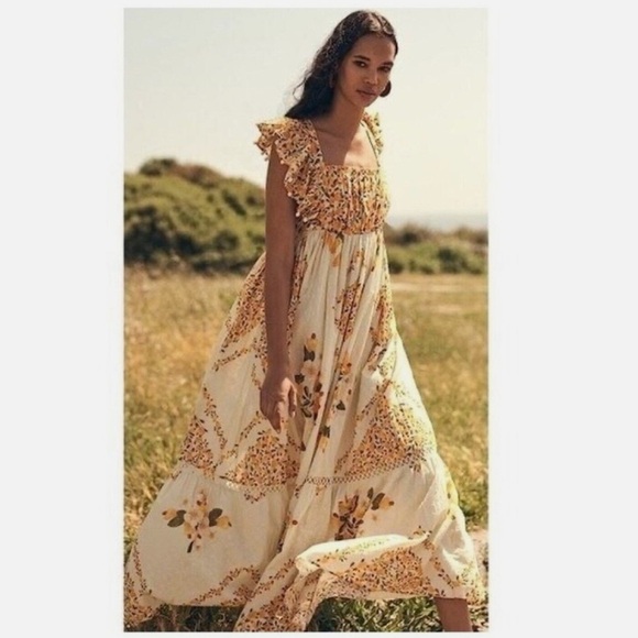 Farm Rio Cashew Crossed Back Dress Medium - Picture 4 of 10